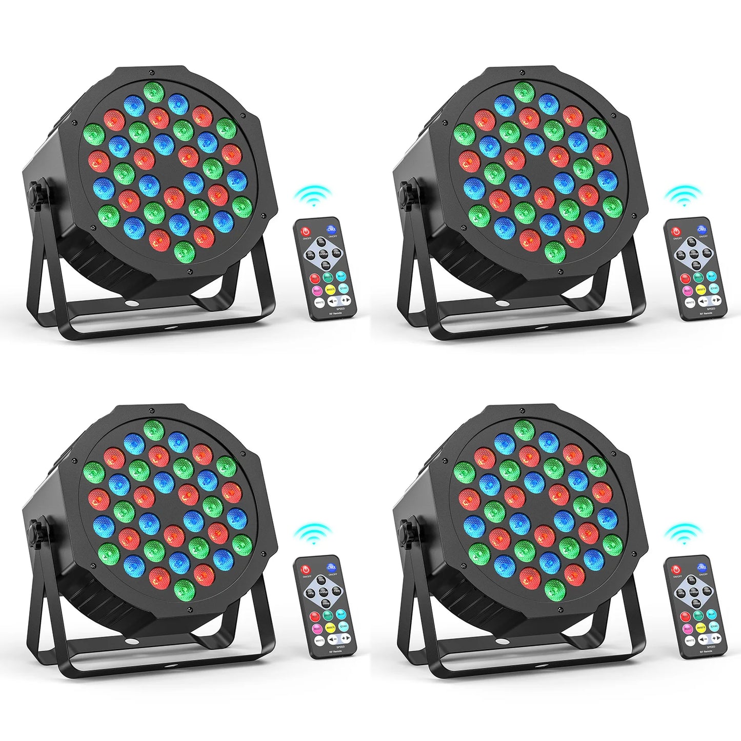 Somspot 4/8PCS 36LEDs RGB Par Lights Remote & DMX Control Stage Light Effect Projector for Church Wedding Party Club Music Live