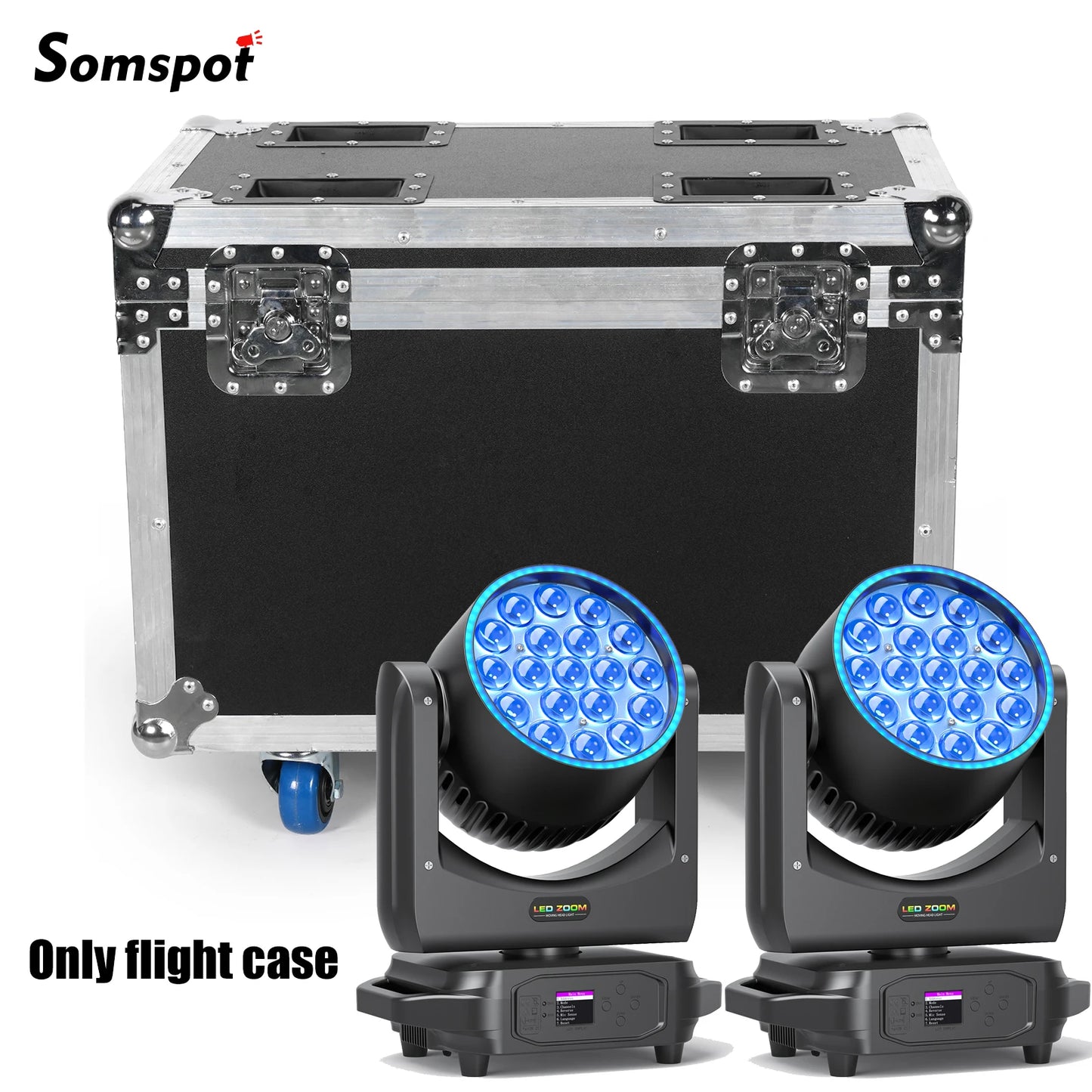 Somspot Flight Cases Heavy-duty Gator Case for (2) RGBW LED Moving Head Light Beam Focusing Light Airline Case Stage Equipment